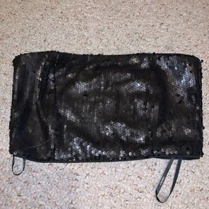 Matte black sequin tube top clubbing top